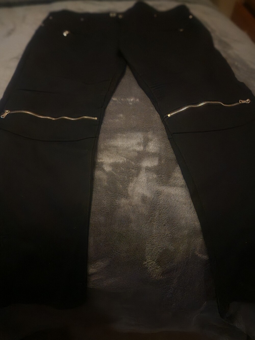 Men's Black Cargo Pants with Zip Detail